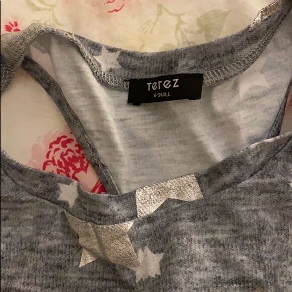 Terez racerback tank xs grey with silver stars. - Picture 2 of 2